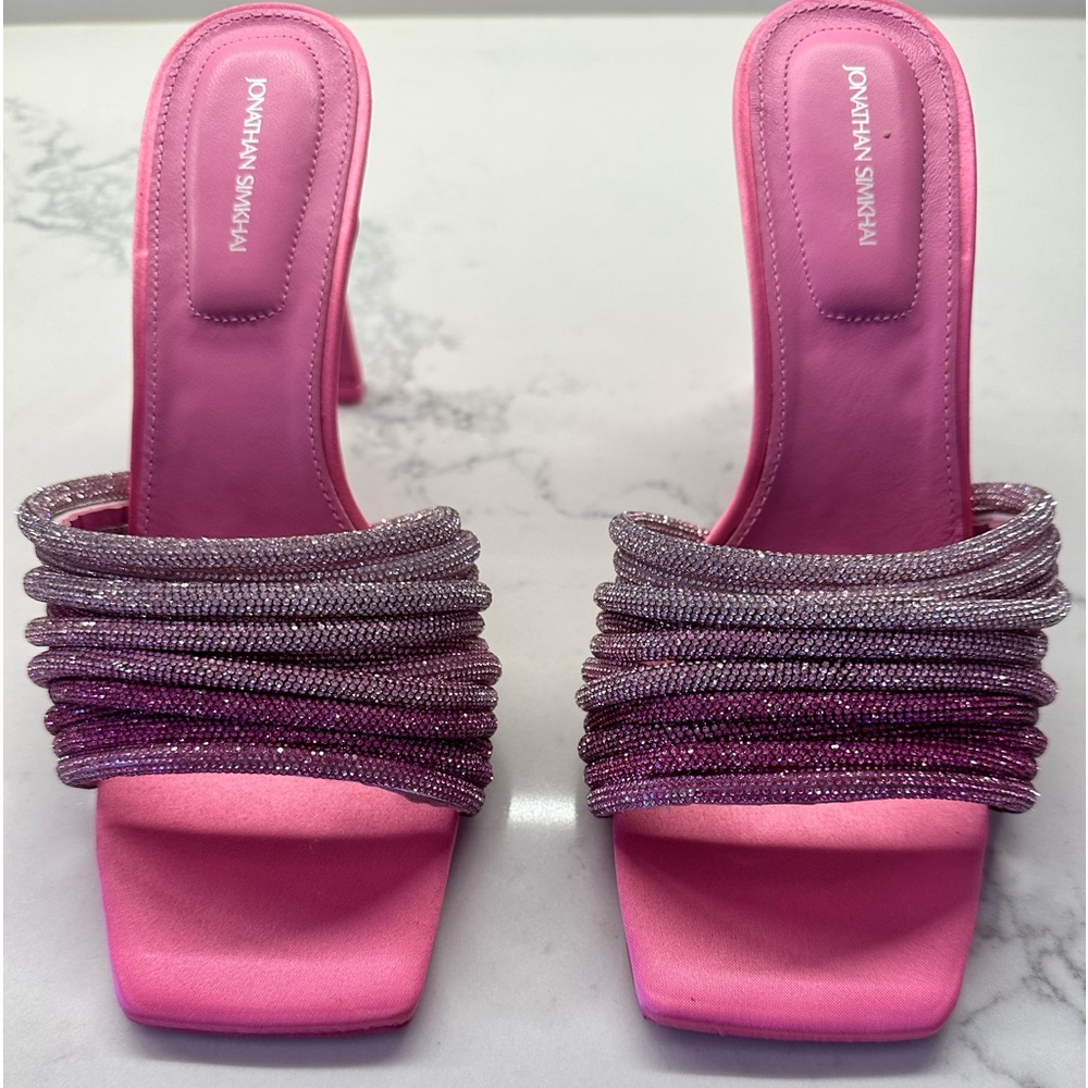 JONATHAN SIMKHAI
Lena Pink Crystal embellished mules